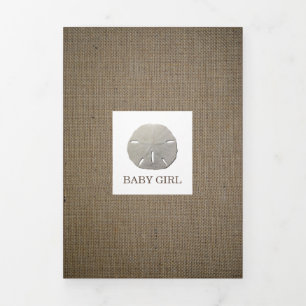 Sand Dollars & Burlap, 5 Foto Collage Baby Birth Drieluik Aankondiging