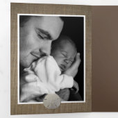 Sand Dollars & Burlap, 5 Foto Collage Baby Birth Drieluik Aankondiging (Binnenzijde eerst)