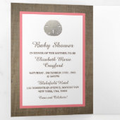Sand Dollars & Burlap, Beach Baby shower Suite Drieluik Uitnodiging (Binnenzijde eerst)