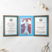 Sand Dollars & Burlap, Beach Baby shower Suite Drieluik Uitnodiging (Binnen)