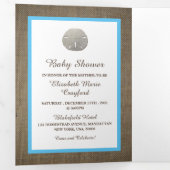 Sand Dollars & Burlap, Beach Baby shower Suite Drieluik Uitnodiging (Binnenzijde eerst)