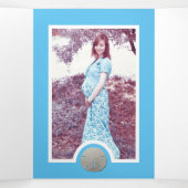 Sand Dollars & Burlap, Beach Baby shower Suite Drieluik Uitnodiging (Binnenkant midden)