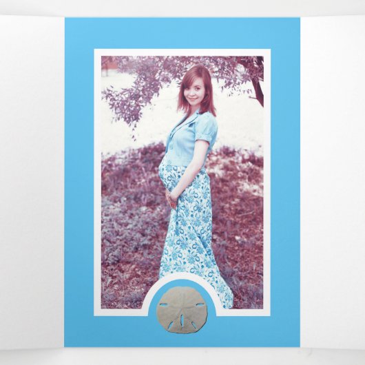 Sand Dollars & Burlap, Beach Baby shower Suite Drieluik Uitnodiging (Binnenkant midden)