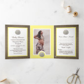 Sand Dollars & Burlap, Beach Baby shower Suite Drieluik Uitnodiging (Binnen)