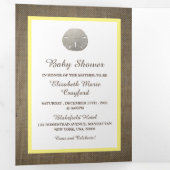 Sand Dollars & Burlap, Beach Baby shower Suite Drieluik Uitnodiging (Binnenzijde eerst)