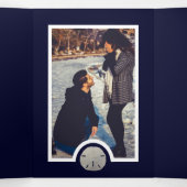 Sand Dollars & Burlap Navy Beach Wedding Suite Drieluik Uitnodiging (Binnenkant midden)