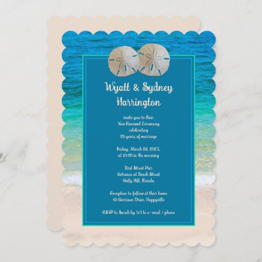 Sand Dollars Jubileum Vows Ceremony Kaart (Voorkant / Achterkant)