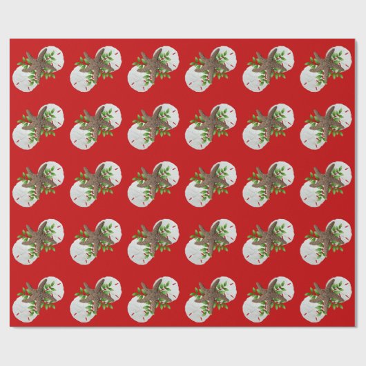 Sand Dollars Sestive Red Kerstmis Cadeaupapier (Vlak)