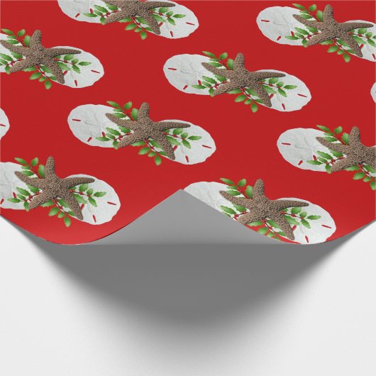 Sand Dollars Sestive Red Kerstmis Cadeaupapier (Hoek)