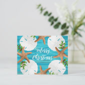 Sand Dollars Starfish Kerstboodschap Briefkaarten (Staand voorkant)