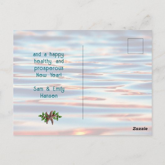 Sand Dollars Starfish Kerstboodschap Briefkaarten (Achterkant)