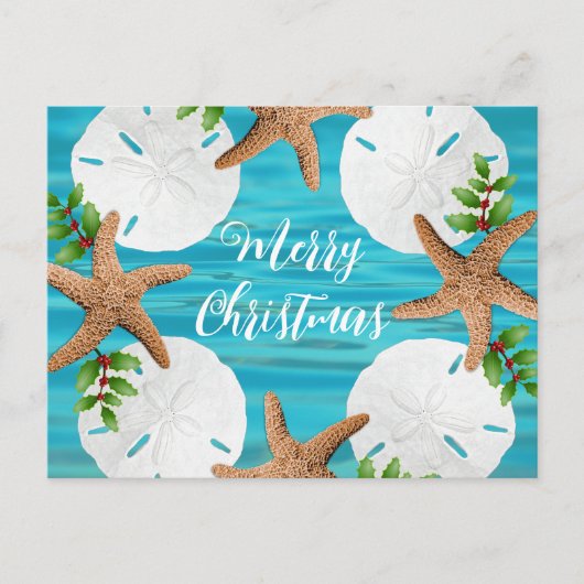 Sand Dollars Starfish Kerstboodschap Briefkaarten (Voorkant)