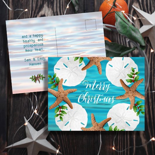 Sand Dollars Starfish Kerstboodschap Briefkaarten