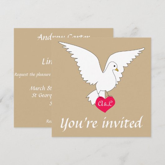 Sand Dove Wedding Invitation Kaart (Voorkant / Achterkant)