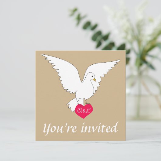 Sand Dove Wedding Invitation Kaart (Staand voorkant)