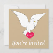 Sand Dove Wedding Invitation Kaart (Voorkant)