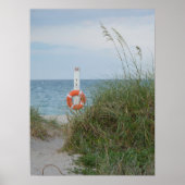Sand Dune and Life Ring Beach Seascape Florida Poster (Voorkant)