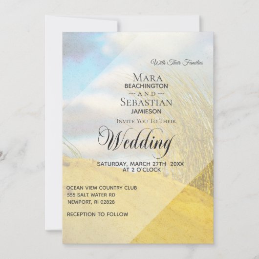 ** Sand Dune Pastel Beach Grass Wedding Kaart (Voorkant)