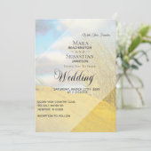 ** Sand Dune Pastel Beach Grass Wedding Kaart (Staand voorkant)