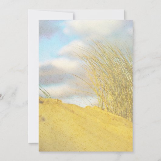 ** Sand Dune Pastel Beach Grass Wedding Kaart (Achterkant)