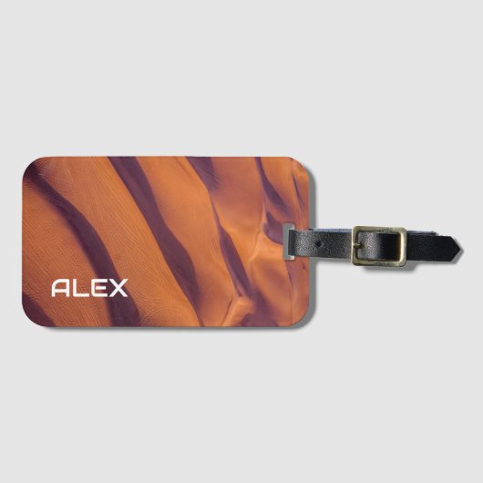 Sand Dunes Aerial Uitzicht - Natuurlijke woestijns Bagagelabel (Voorkant (horizontaal))