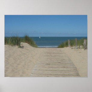 Sand Dunes Beach Wave Boat Photo Poster Print