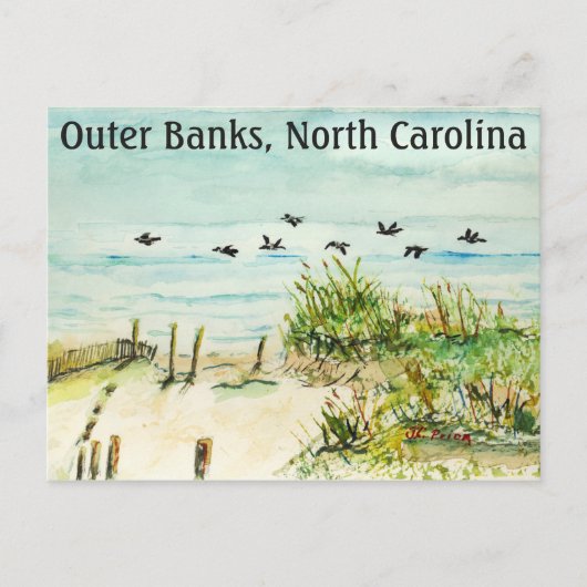 Sand Dunes en Seagulls Outer Banks North Carolina Briefkaart (Voorkant)