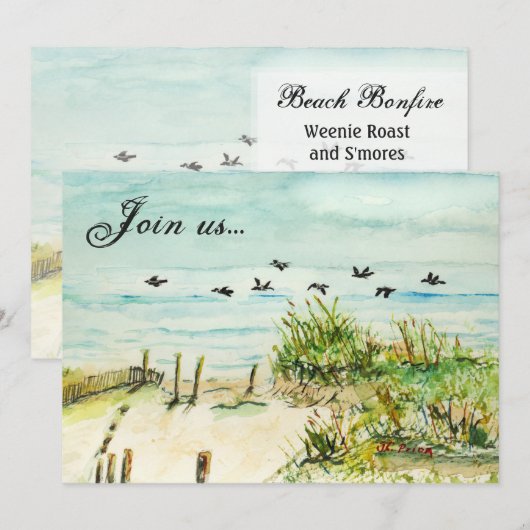 Sand Dunes en Seagulls Outer Banks North Carolina Kaart (Voorkant / Achterkant)