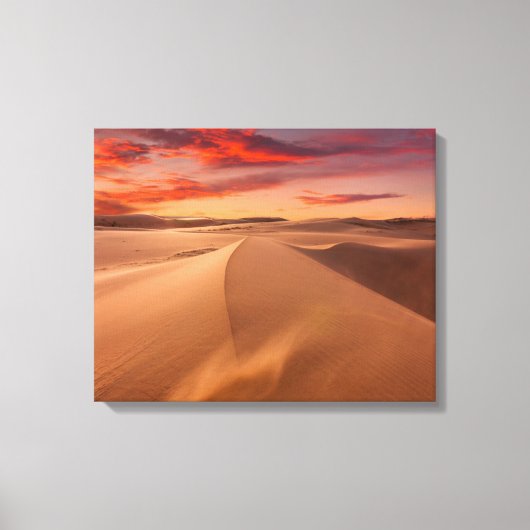 Sand Dunes in de woestijn bij Sunset Canvas Afdruk (Voorkant)