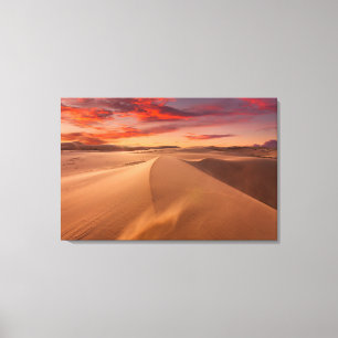 Sand Dunes in de woestijn bij Sunset Canvas Afdruk