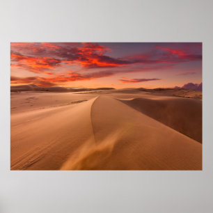 Sand Dunes in de woestijn bij Sunset Poster