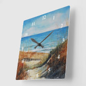 Sand Dunes Ocean Painting Clock Vierkante Klok (Hoek)