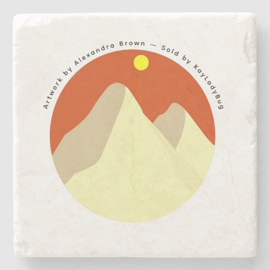 Sand Dunes Sunset Stone Coaster – Orange Sky Home  Stenen Onderzetter (Voorkant)