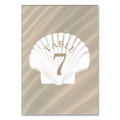 Sand en Seashell tan Trouwtafel Nummer Kaart (Achterkant)