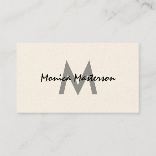 Sand gray minimalist monogram visitekaartje (Voorkant)