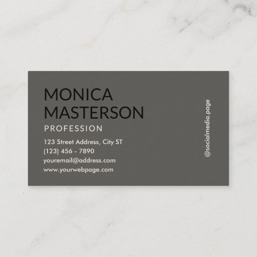 Sand gray minimalist monogram visitekaartje (Achterkant)