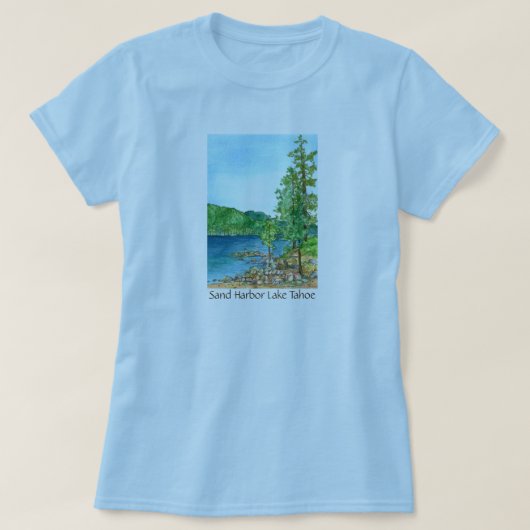 Sand Harbor Lake Tahoe Waterverf Art T-shirt (Design voorkant)