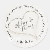 Sand Heart Beach Wedding Dank u Ronde Sticker (Voorkant)