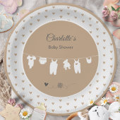 Sand Hearts Boho Genderneutraal Baby shower Papieren Bordje