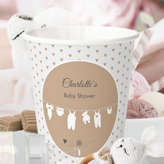 Sand Hearts Boho Minimalistisch Baby shower Papieren Bekers