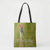 Sand Hill Crane kijkt naar camera Tote Bag (Voorkant)