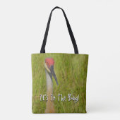 Sand Hill Crane kijkt naar camera Tote Bag (Achterkant)