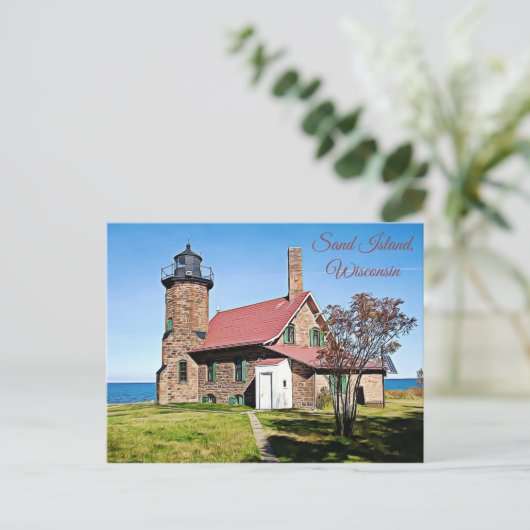 Sand Island, Wisconsin Light House Foto Briefkaart (Staand voorkant)