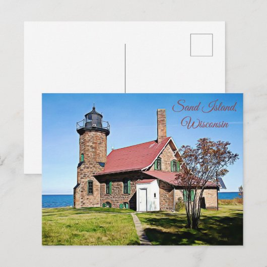 Sand Island, Wisconsin Light House Foto Briefkaart (Voorkant / Achterkant)