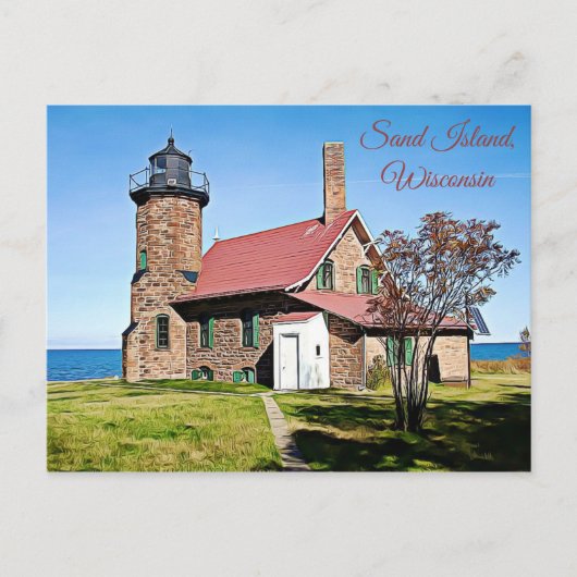 Sand Island, Wisconsin Light House Foto Briefkaart (Voorkant)