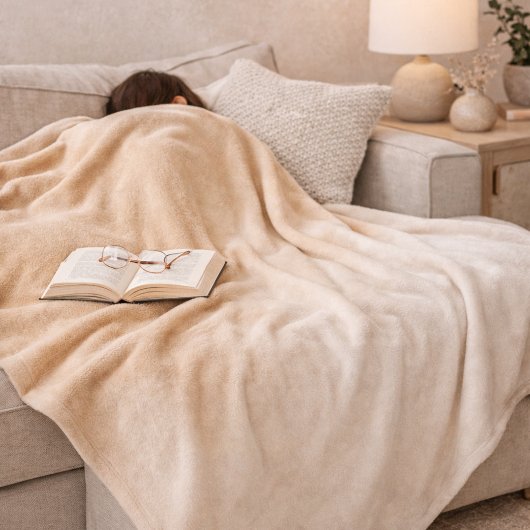 Sand Ivory Fade Fleece Blanket Deken