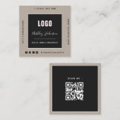 Sand Kraft Paper Voeg Logo Qr Code sociale media t Vierkante Visitekaartje (Voorkant / Achterkant)