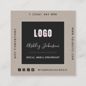 Sand Kraft Paper Voeg Logo Qr Code sociale media t Vierkante Visitekaartje (Voorkant)