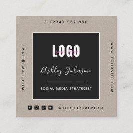Sand Kraft Paper Voeg Logo Qr Code sociale media t Vierkante Visitekaartje