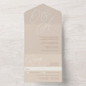 Sand | Manuscript Watermark Monogram Weddenschap All In One Uitnodiging (Binnen)